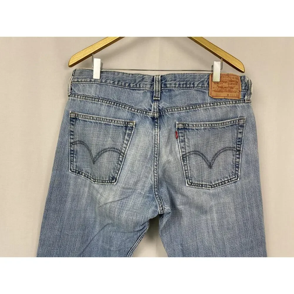 Levis 514 Jeans Mens 36x30 Light Wash Blue‎ Slim Straight Leg Denim Casual Y2K